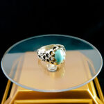 انگشتر نقره مردانه دست ساز طرح ثامن با سنگ فیروزه نیشابوری - Image 4