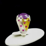 انگشتر نقره طرح حامی با سنگ آمیتیست الماس تراش - Image 2