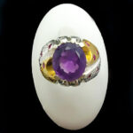 انگشتر نقره طرح حامی با سنگ آمیتیست الماس تراش - Image 5