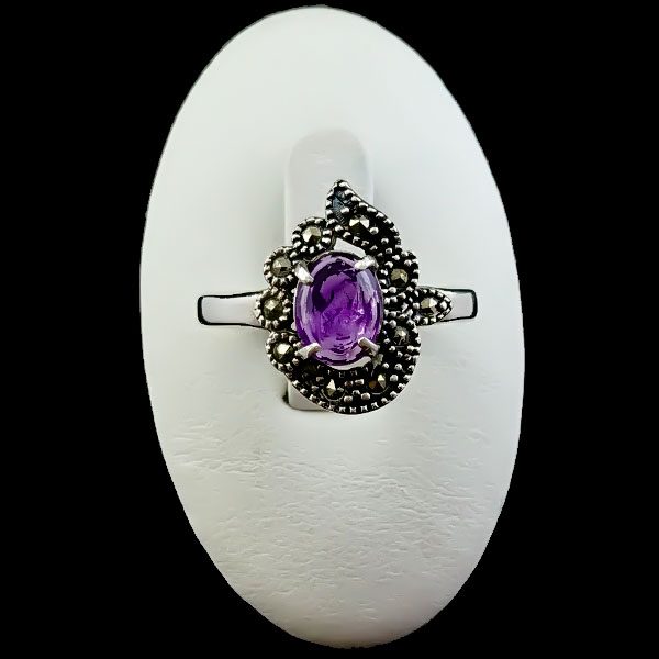 انگشتر نقره زنانه طرح هیلدا با سنگ آمیتیست اصلی - Image 2