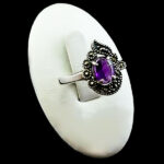 انگشتر نقره زنانه طرح هیلدا با سنگ آمیتیست اصلی