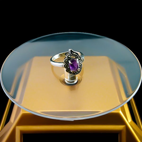 انگشتر نقره زنانه طرح هیلدا با سنگ آمیتیست اصلی - Image 3