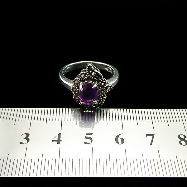 انگشتر نقره زنانه طرح هیلدا با سنگ آمیتیست اصلی - Image 4