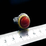 انگشتر نقره مردانه طرح حانان با سنگ عقیق یمنی سرخ - Image 4