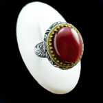 انگشتر نقره مردانه طرح حانان با سنگ عقیق یمنی سرخ