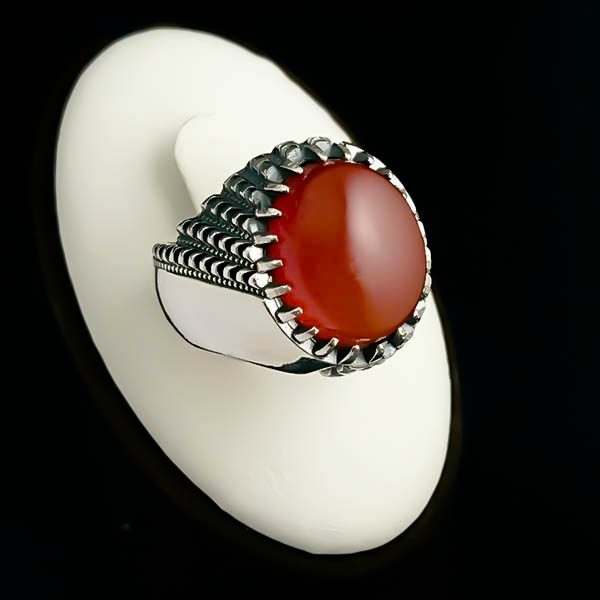 مدل انگشتر عقیق یمنی سرخ پسرانه شیک