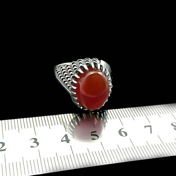 انگشتر فاخر نقره مردانه طرح جانیار با سنگ عقیق یمنی - Image 2