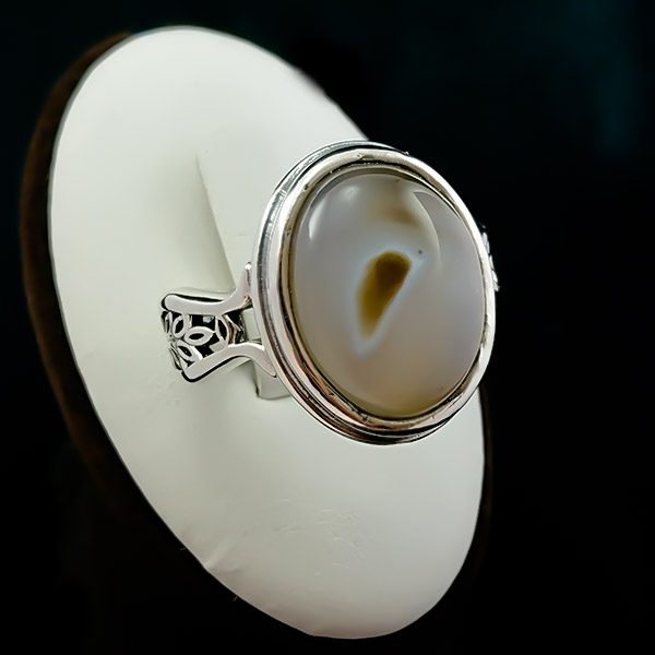 انگشتر عقیق سلیمانی مردانه نقره