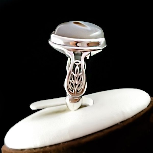 انگشتر نقره مردانه طرح جویا با سنگ عقیق سلیمانی - Image 4