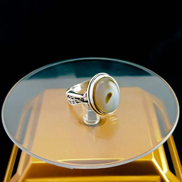 انگشتر نقره مردانه طرح جویا با سنگ عقیق سلیمانی - Image 5