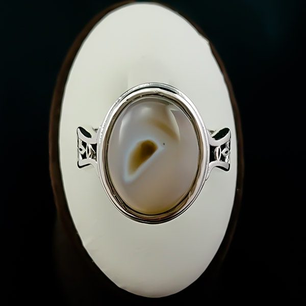 انگشتر نقره مردانه طرح جویا با سنگ عقیق سلیمانی - Image 3