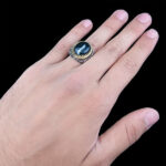 انگشتر نقره مردانه طرح بهشاد با سنگ عقیق سلیمانی - Image 4