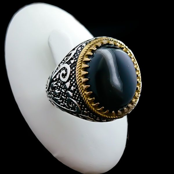 انگشتر عقیق سلیمانی مردانه نقره فاخر