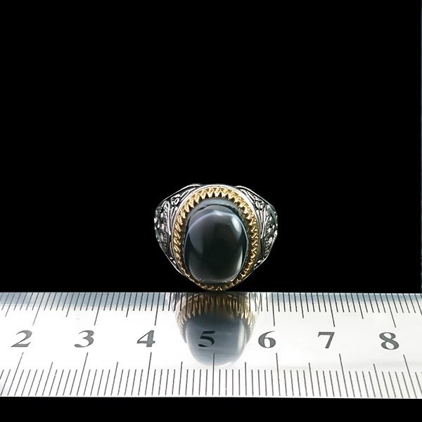 انگشتر نقره مردانه طرح پارسیا با سنگ عقیق سلیمانی - Image 5