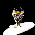 انگشتر نقره مردانه طرح پارسیا با سنگ عقیق سلیمانی - Image 3