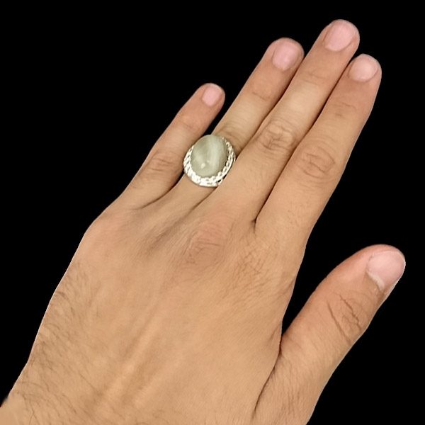 انگشتر نقره مردانه طرح کف العباس با سنگ عقیق سلیمانی - Image 3