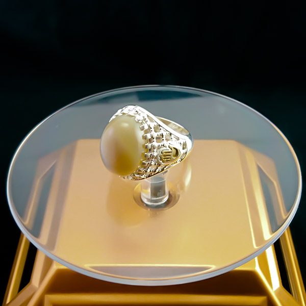 انگشتر نقره مردانه طرح کف العباس با سنگ عقیق سلیمانی - Image 4