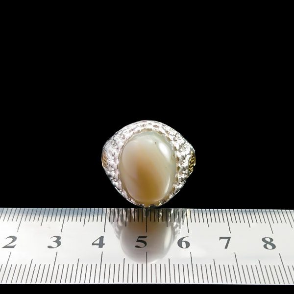 انگشتر نقره مردانه طرح کف العباس با سنگ عقیق سلیمانی - Image 5