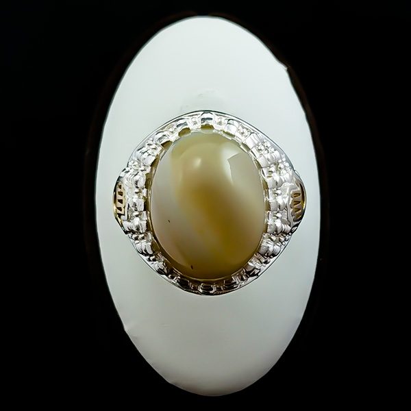 انگشتر نقره مردانه طرح کف العباس با سنگ عقیق سلیمانی - Image 2