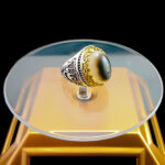 انگشتر نقره مردانه طرح یا علی یا فاطمه با سنگ عقیق سلیمانی اصل - Image 3