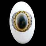 انگشتر نقره مردانه طرح یا علی یا فاطمه با سنگ عقیق سلیمانی اصل - Image 2