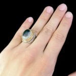 انگشتر نقره مردانه طرح یا علی یا فاطمه با سنگ عقیق سلیمانی اصل - Image 4