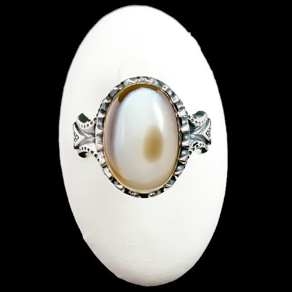 انگشتر نقره مردانه طرح خوشنود با سنگ عقیق سلیمانی اصل - Image 3