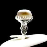 انگشتر نقره مردانه طرح خوشنود با سنگ عقیق سلیمانی اصل - Image 4