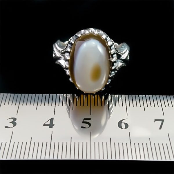 انگشتر نقره مردانه طرح خوشنود با سنگ عقیق سلیمانی اصل - Image 5