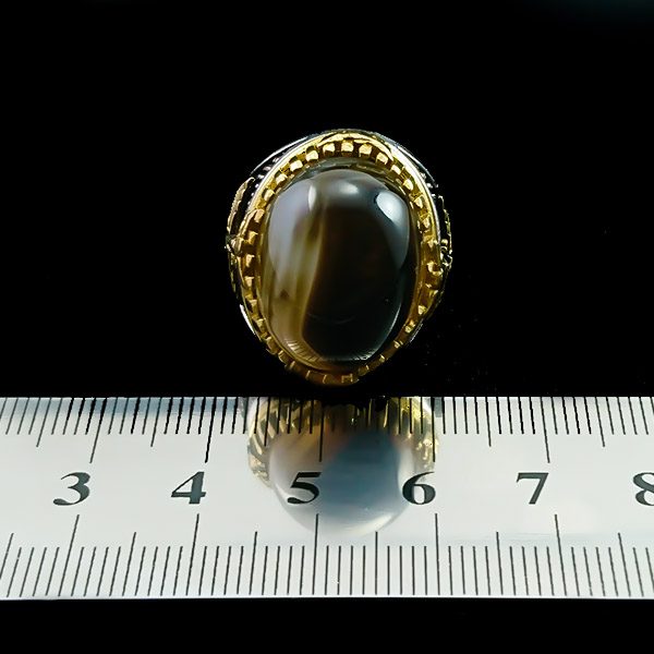 انگشتر نقره مردانه طرح پاسارگاد ۲ با سنگ عقیق سلیمانی اصل - Image 5