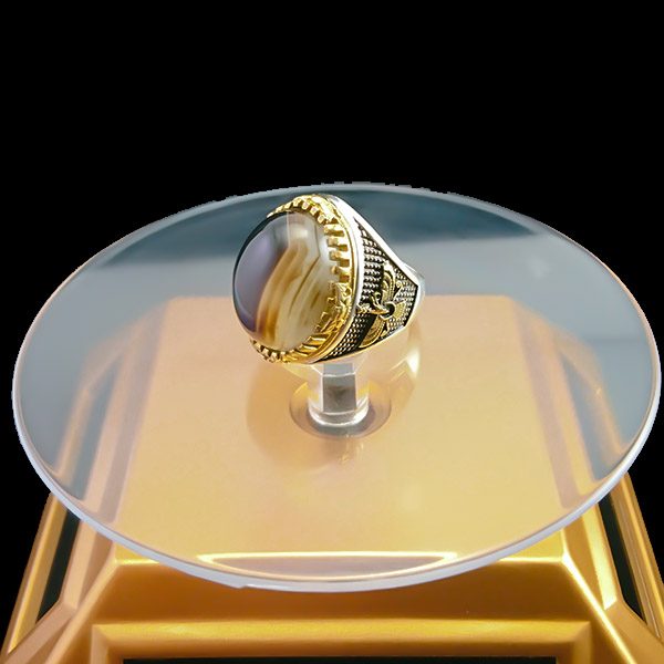 انگشتر نقره مردانه طرح پاسارگاد ۲ با سنگ عقیق سلیمانی اصل - Image 6