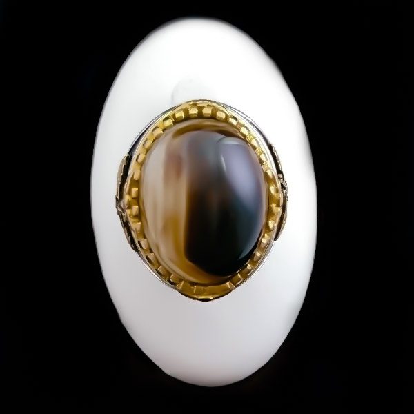 انگشتر نقره مردانه طرح پاسارگاد ۲ با سنگ عقیق سلیمانی اصل - Image 2