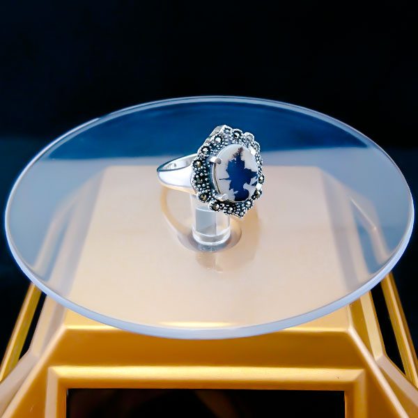 انگشتر نقره زنانه طرح ویونا با سنگ عقیق شجر اصلی - Image 3