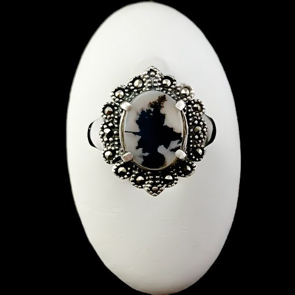 انگشتر نقره زنانه طرح ویونا با سنگ عقیق شجر اصلی - Image 2