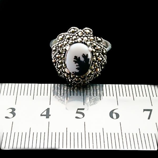 انگشتر نقره زنانه طرح هلما با سنگ عقیق شجر اصلی - Image 3