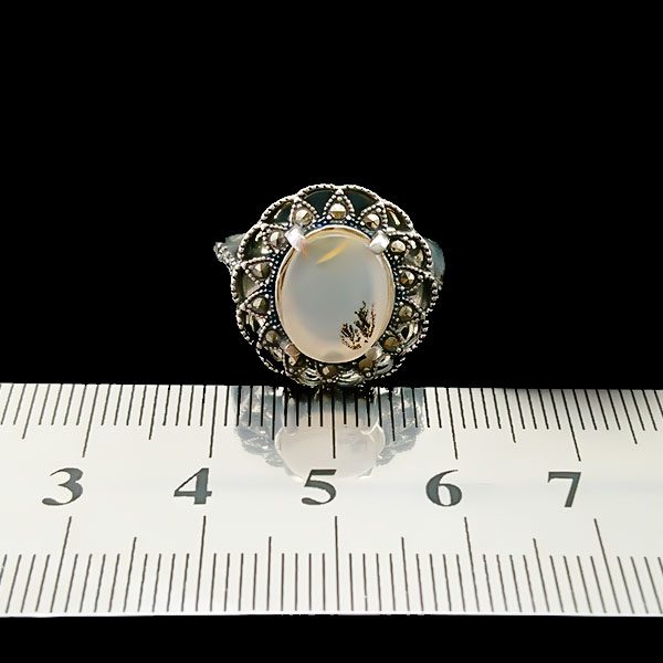 انگشتر نقره زنانه طرح هلنا با سنگ عقیق شجر اصلی - Image 2