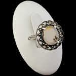 انگشتر نقره زنانه طرح هلنا با سنگ عقیق شجر اصلی