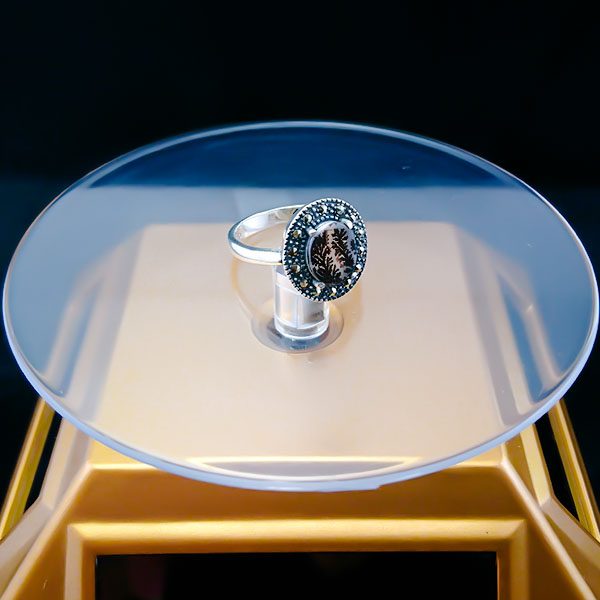 انگشتر نقره زنانه طرح هلیا با سنگ عقیق شجر اصلی - Image 3