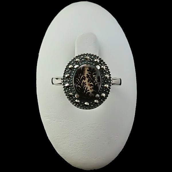 انگشتر نقره زنانه طرح هلیا با سنگ عقیق شجر اصلی - Image 2