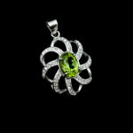 گردنبند نقره زنانه طرح نیکو با سنگ زبرجد الماس تراش اصلی - Image 4