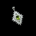 گردنبند نقره زنانه طرح وانیا با سنگ زبرجد الماس تراش اصلی - Image 4