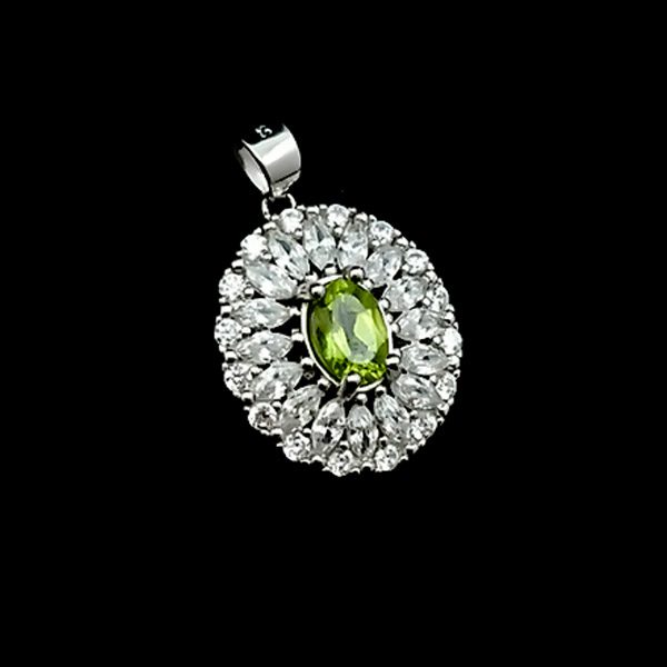 گردنبند نقره زنانه طرح وناز با سنگ زبرجد الماس تراش اصلی - Image 3