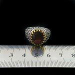 انگشتر نقره مردانه طرح یا مهدی با سنگ گارنت الماس تراش - Image 3