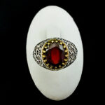 انگشتر نقره مردانه طرح یا مهدی با سنگ گارنت الماس تراش - Image 6