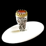 انگشتر نقره مردانه طرح دارمان با سنگ گارنت الماس تراش - Image 4