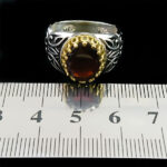 انگشتر نقره مردانه طرح دارمان با سنگ گارنت الماس تراش - Image 5