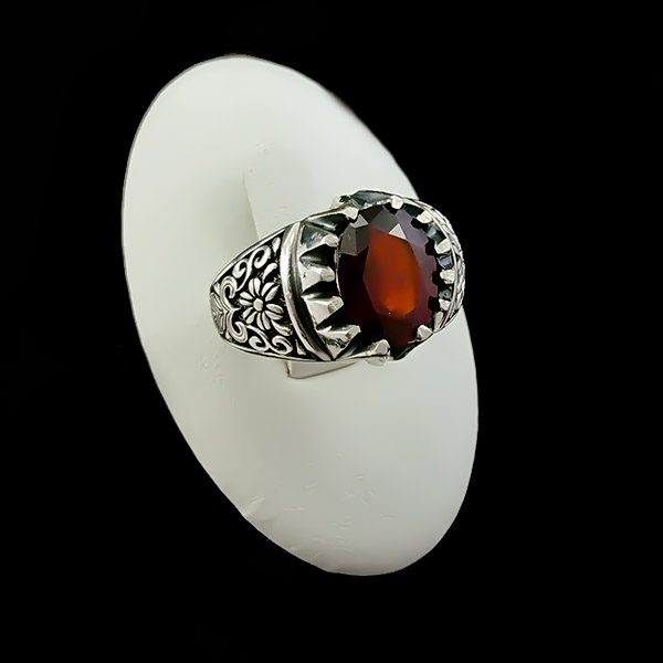 انگشتر گارنت مردانه نقره فاخر