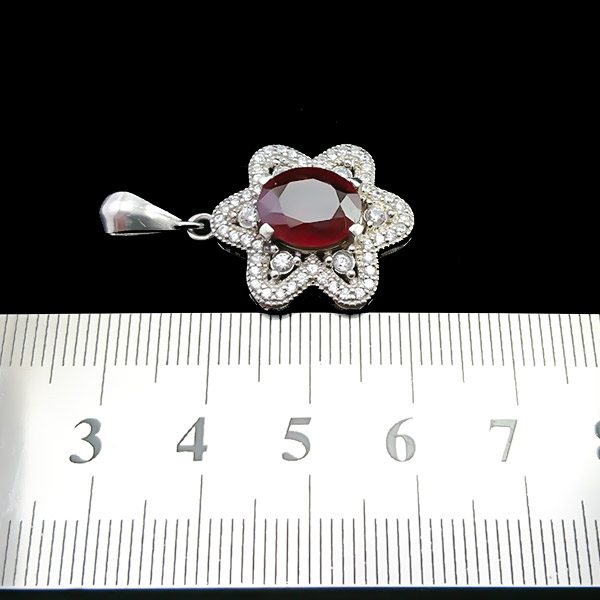 گردنبند نقره زنانه طرح ستاره دریایی با سنگ گارنت الماس تراش - Image 5