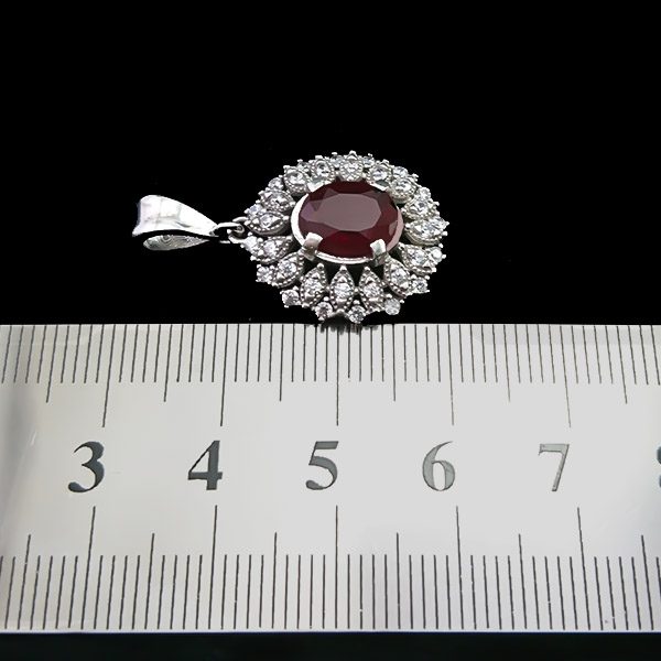 گردنبند نقره زنانه طرح ویشکا با سنگ گارنت الماس تراش - Image 4