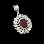 گردنبند نقره زنانه طرح ویشکا با سنگ گارنت الماس تراش - Image 5